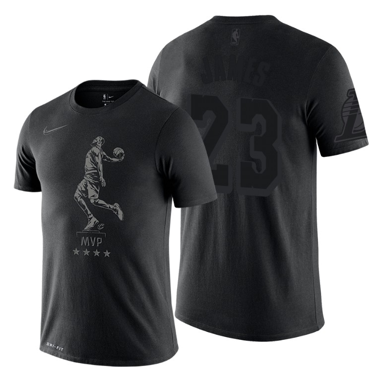 Men's Los Angeles Lakers LeBron James #23 NBA MVP Black Basketball T-Shirt OJX2083PA